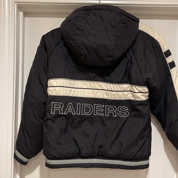 Vintage Oakland Raiders NFL black/windbreaker/fleece jacket size M(10-12) kids - Picture 3 of 9